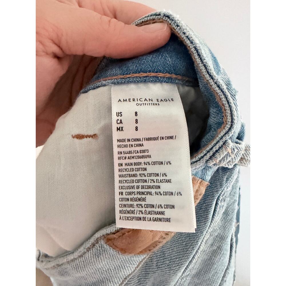 American Eagle patchwork light wash denim mom sho… - image 8